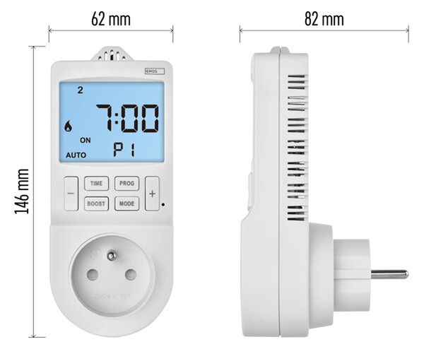 Aqualine Aqualine, Konnektoros termosztát digitális kapcsolóval és konnektor funkcióval, P5660FR