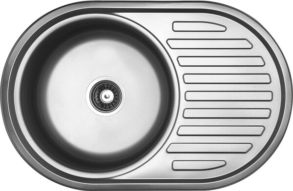 Kuchinox Faro, 1 rekeszes rozsdamentes mosogató 770x500x180 mm csepegtetővel, acél, LAV-SKH_081T