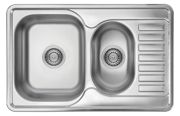 Kuchinox Junak, 1,5 rekeszes rozsdamentes mosogató 780x500x190 mm csepegtetővel, sima felület, acél, LAV-SQA_033T