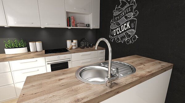 Kuchinox Faro, 1 rekeszes rozsdamentes mosogató 770x500x180 mm csepegtetővel, acél, LAV-SKH_081T