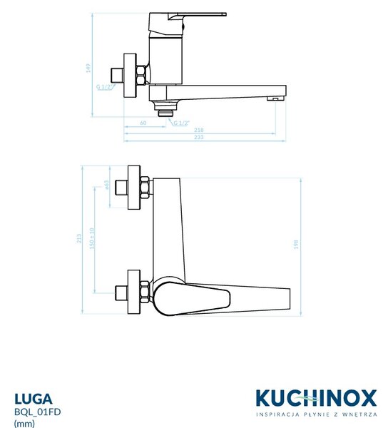 Kuchinox Luga, kádcsaptelep forgó kifolyóval, króm, LAV-BQL_01FD