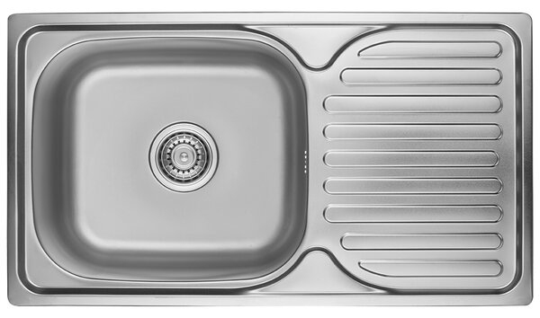 Kuchinox Orion, 1 rekeszes rozsdamentes mosogató 760x420x180 mm csepegtetővel, sima felület, acél, LAV-SKO_011T