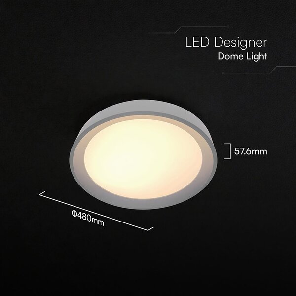 V-TAC 60W designer dóm LED lámpa, állítható színhőmérséklet, fekete, 480x58mm - SKU 24197