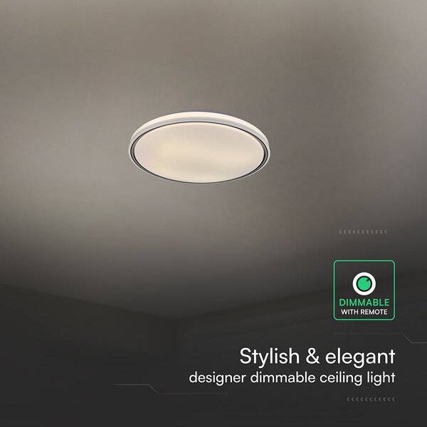 V-TAC 60W designer dóm LED lámpa, állítható színhőmérséklet, fekete gyűrű, 495x72mm - SKU 24202