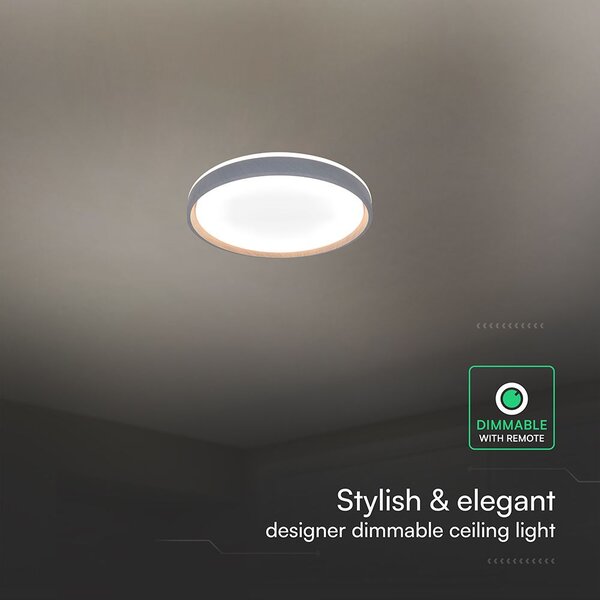 V-TAC 40W designer dóm LED lámpa, állítható színhőmérséklet, fa hatású, 391x64mm - SKU 24200