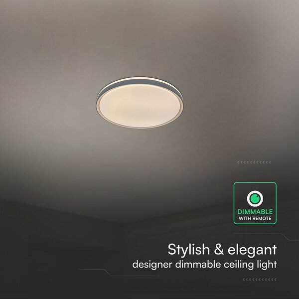 V-TAC 60W designer dóm LED lámpa, állítható színhőmérséklet, szürke, 480x58mm - SKU 24199