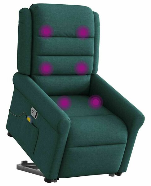 VidaXL sötétzöld szövet dönthető masszázs- és állófotel