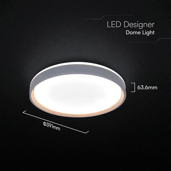 V-TAC 40W designer dóm LED lámpa, állítható színhőmérséklet, fa hatású, 391x64mm - SKU 24200