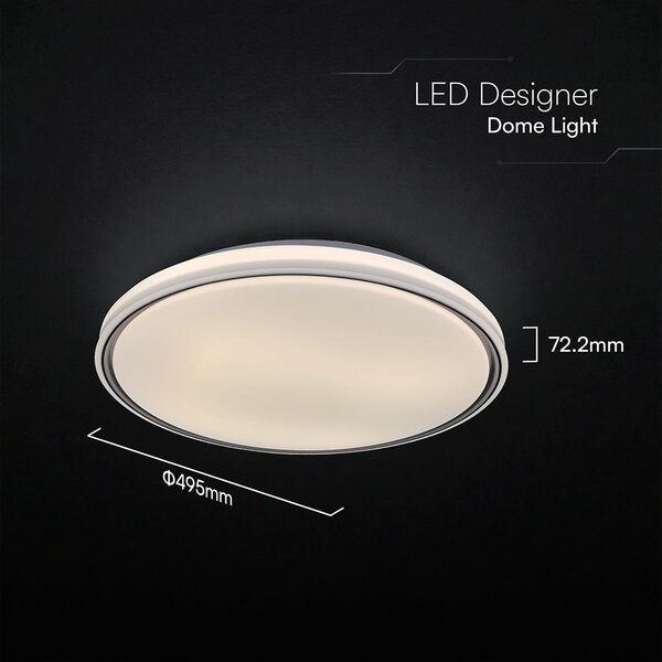 V-TAC 60W designer dóm LED lámpa, állítható színhőmérséklet, fekete gyűrű, 495x72mm - SKU 24202