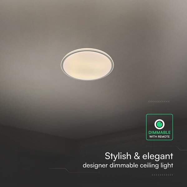 V-TAC 60W designer dóm LED lámpa, állítható színhőmérséklet, szürke gyűrű, 495x72mm - SKU 24204