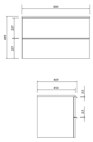 Cersanit - VIRGO függő szekrény mosogató alatt tányérral 80cm, szürke-fekete, S522-031