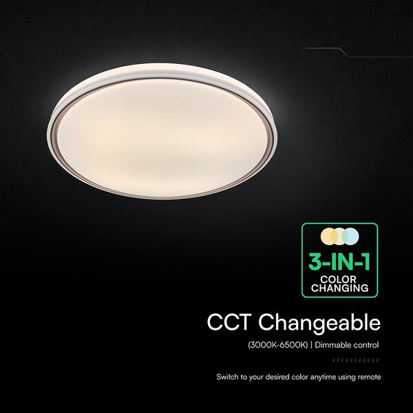 V-TAC 60W designer dóm LED lámpa, állítható színhőmérséklet, barna gyűrű, 495x72mm - SKU 24203