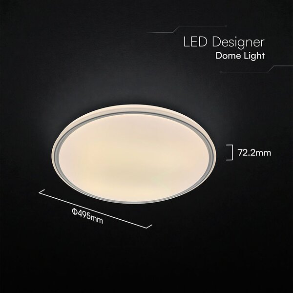 V-TAC 60W designer dóm LED lámpa, állítható színhőmérséklet, szürke gyűrű, 495x72mm - SKU 24204