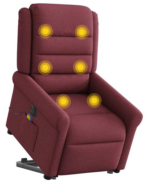 VidaXL bordó szövet dönthető elektromos álló masszázsfotel