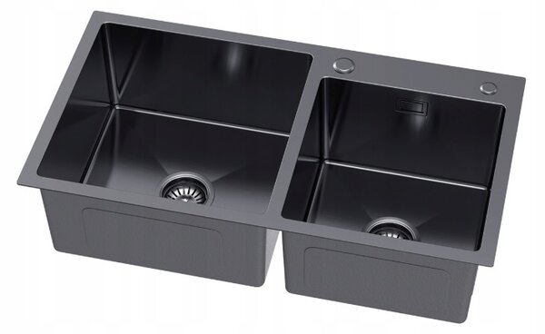 Erga HD, 2 rekeszes acél mosogató 780x450x210 mm, grafit, ERG-MLS-HD7845B