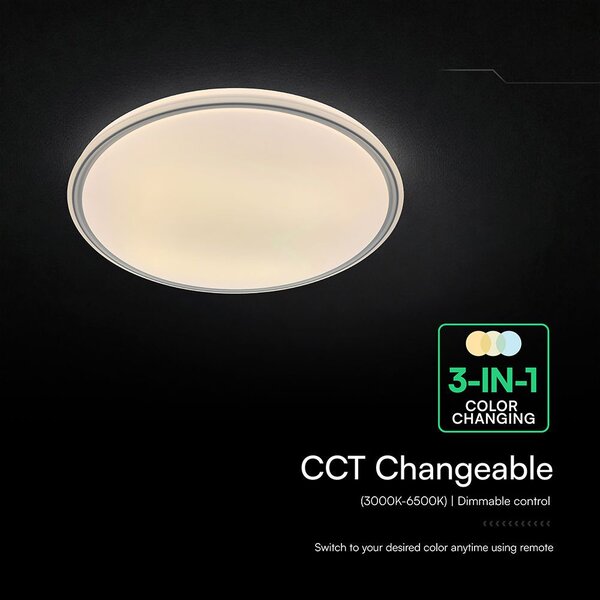 V-TAC 60W designer dóm LED lámpa, állítható színhőmérséklet, szürke gyűrű, 495x72mm - SKU 24204