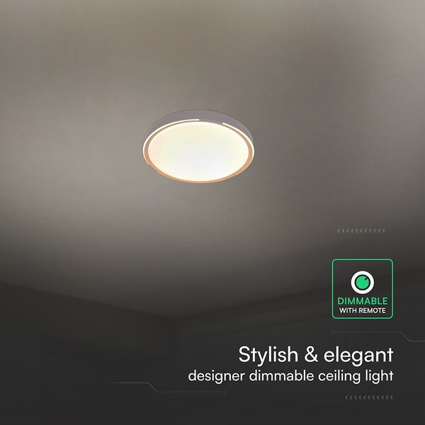 V-TAC 60W designer dóm LED lámpa, állítható színhőmérséklet, világos fa hatású, 486x67mm - SKU 24206