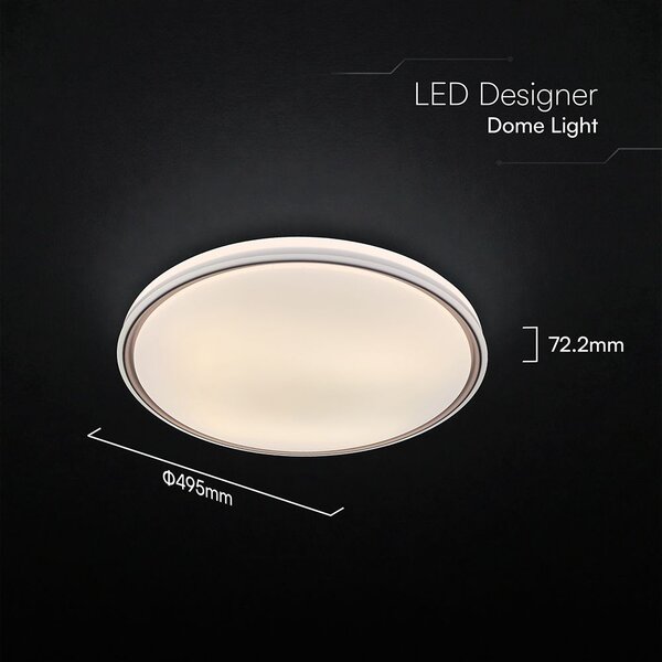 V-TAC 60W designer dóm LED lámpa, állítható színhőmérséklet, barna gyűrű, 495x72mm - SKU 24203