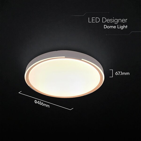 V-TAC 60W designer dóm LED lámpa, állítható színhőmérséklet, világos fa hatású, 486x67mm - SKU 24206