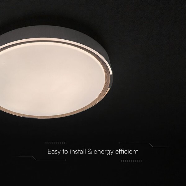 V-TAC 60W designer dóm LED lámpa, állítható színhőmérséklet, sötét fa hatású, 486x67mm - SKU 24205
