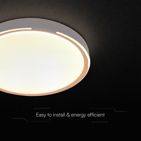V-TAC 60W designer dóm LED lámpa, állítható színhőmérséklet, világos fa hatású, 486x67mm - SKU 24206