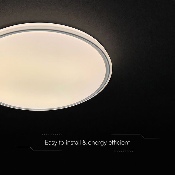 V-TAC 60W designer dóm LED lámpa, állítható színhőmérséklet, szürke gyűrű, 495x72mm - SKU 24204