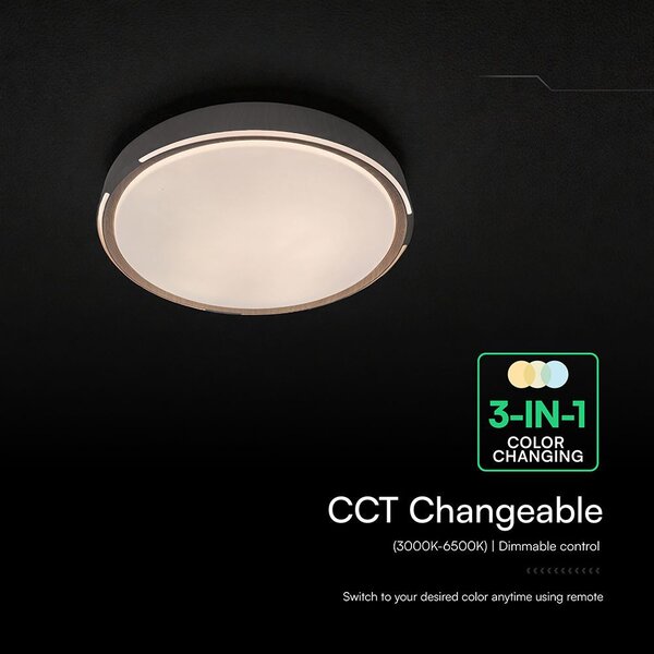 V-TAC 60W designer dóm LED lámpa, állítható színhőmérséklet, sötét fa hatású, 486x67mm - SKU 24205