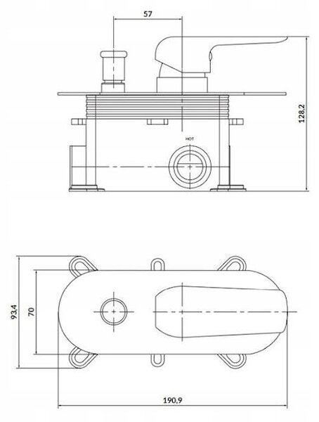 Cersanit City, rejtett kád-zuhany csaptelep + BOX, króm, S951-345