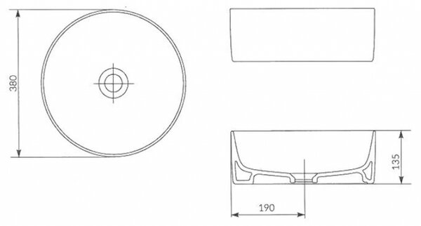 Cersanit Crea asztali mosdó 38 cm, fehér, K114-020
