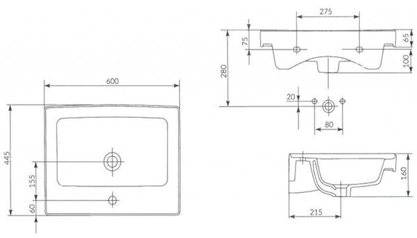 Cersanit Crea BOX szekrényes mosdó 60 cm, fehér, K114-006