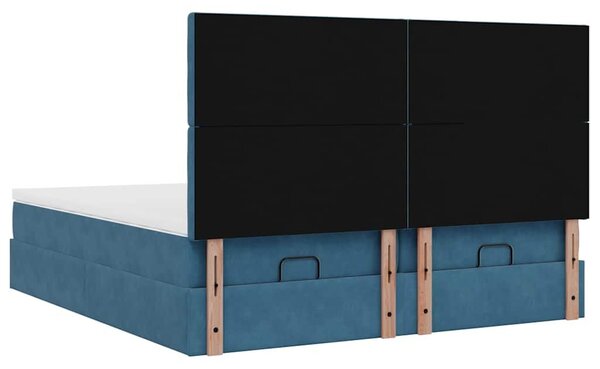 VidaXL Ottomán ágy matracokkal & LED-ek Sötétkék 200x200cm bársony