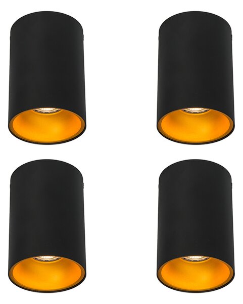 4 darabos modern spotlámpa szett fekete arany GU10 50mm - Deep