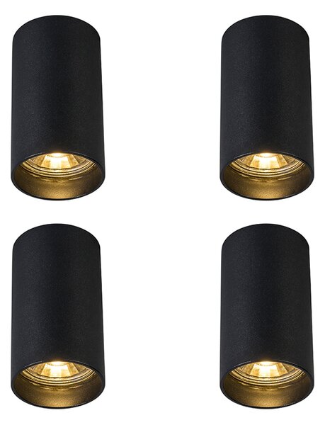 4 darabos modern, felületre szerelhető spotlámpa szett fekete 5,5 cm GU10 50 mm - Tuba