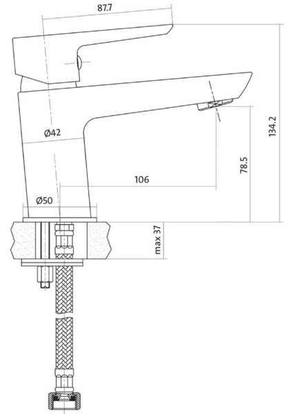 Cersanit Mille, alacsony mosdócsaptelep fém dugóval, fekete-króm, S951-048