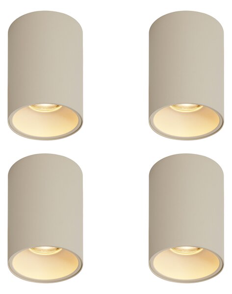 4 darabos modern bézs színű, felületre szerelhető spotlámpa készlet GU10 50mm kerek - Deep