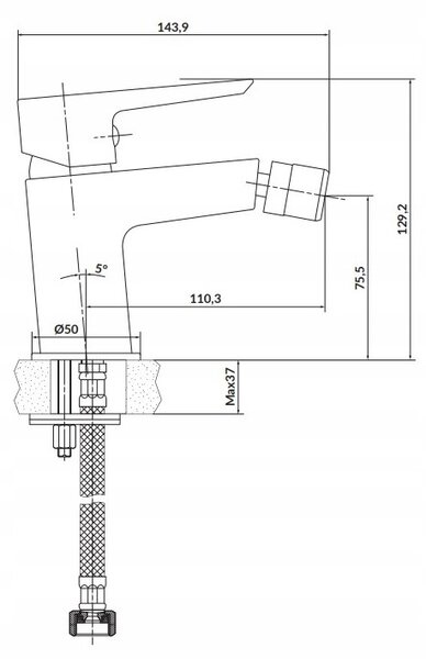 Cersanit Mille, szabadon álló bidé csaptelep fém hulladékdugóval, króm, S951-347