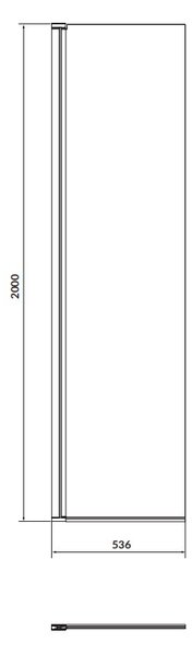 Cersanit Mille, forgatható zuhanykabin 50x200 cm, 8mm átlátszó üveg, fekete profil, S161-012