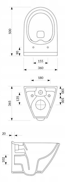 Cersanit Mille Clean On, függő WC csésze duroplast ülőkével, fehér, S701-454