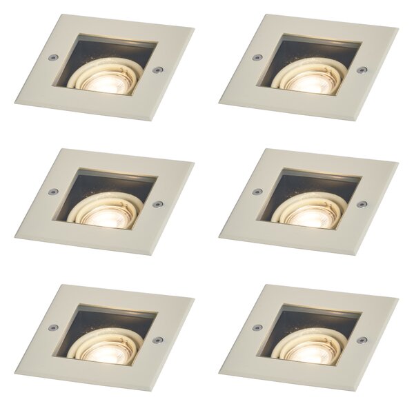 6 darabos modern bézs színű földbe süllyeszthető spotlámpa készlet GU10 50mm forgatható és dönthető IP65 - Oneon