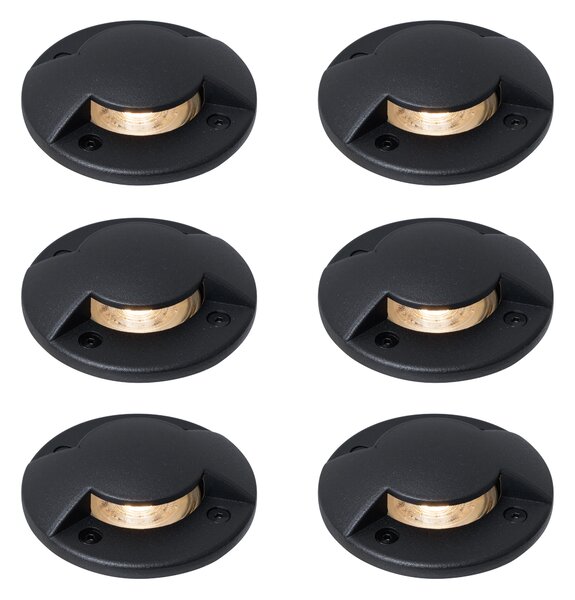 6 darabos modern fekete talajba süllyeszthető spotlámpa készlet GU10 50mm 2-fény effektus IP65 - Cellar