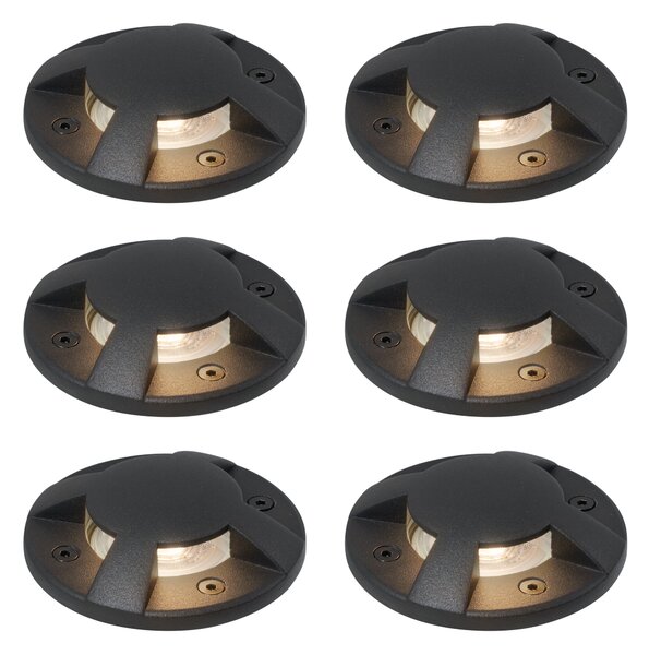 6 darabos modern fekete GU10 50 mm-es 4 fényhatású IP65-ös talajba süllyeszthető spotlámpa készlet - Cellar