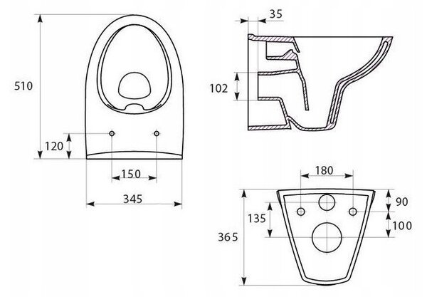 Cersanit Parva CleanOn, függő WC csésze antibakteriális duroplaszt ülőkével, fehér, K701-015