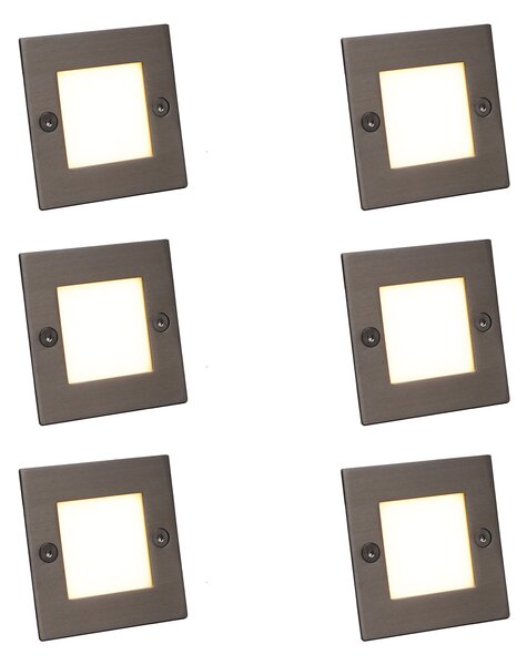 6 darabos modern süllyesztett spotlámpa készlet acél LED-del - Square 7
