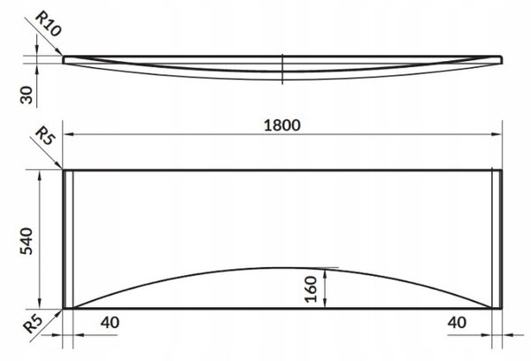 Cersanit Virgo / Intro / Zen, előlapi kád 180 cm, fehér, S401-088