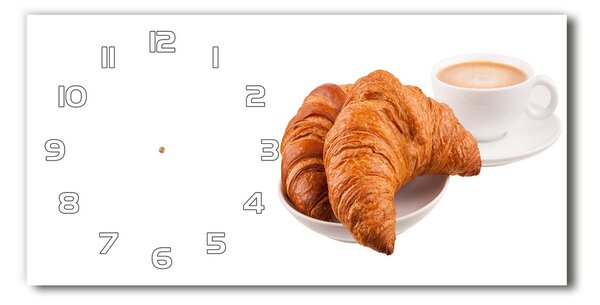 Üvegóra vízszintesen Croissant és kávé