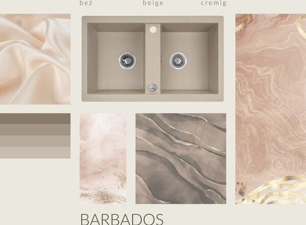 Laveo Barbados, 2 kamrás gránit mosogató 780x480x185 mm, bézs, LAV-SBB_420T