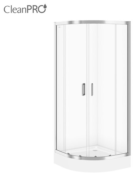 Cersanit Arteco, negyed kör zuhanykabin 90x90x190 cm, 5mm átlátszó üveg, króm profil + zuhanytálca Tako, S601-114