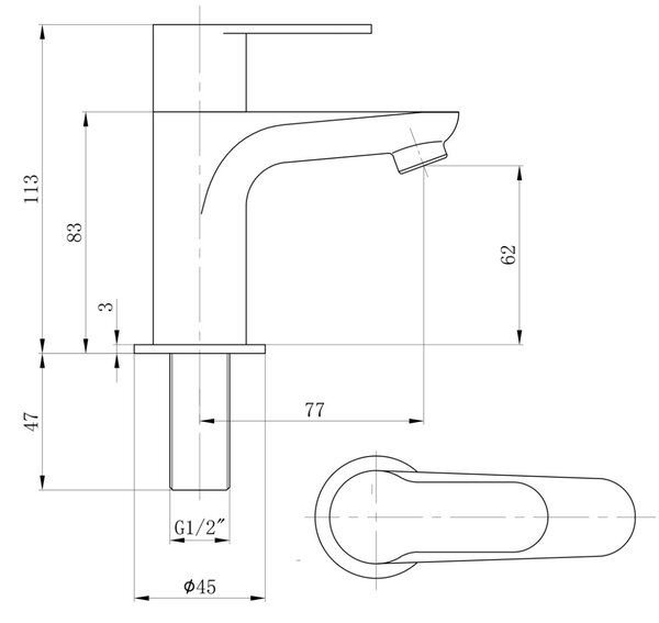 Sapho Sapho, KIS szabadon álló mosdószelep, 113 mm, króm, SM23