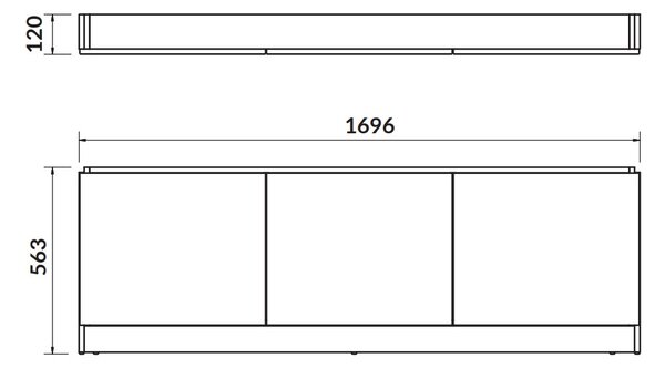 Cersanit Smat, bútor előlap SMART kádhoz 170cm, fehér, S568-026