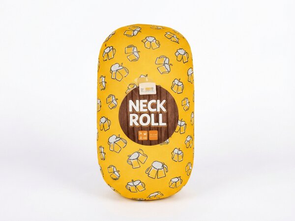 Utazó párna BEER NECK ROLL 30x15 cm, sárga